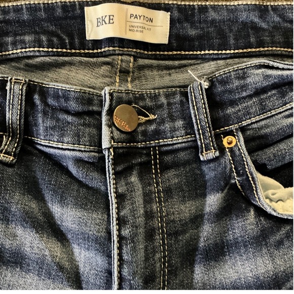 BKE Payton Mid Rise Universal Fit Distressed Jeans Dark Wash ABK2129 Size 29 - Picture 3 of 10